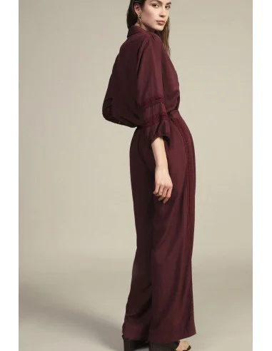 Pantalon palazzo taille haute avec empiècements perforés Dixie
