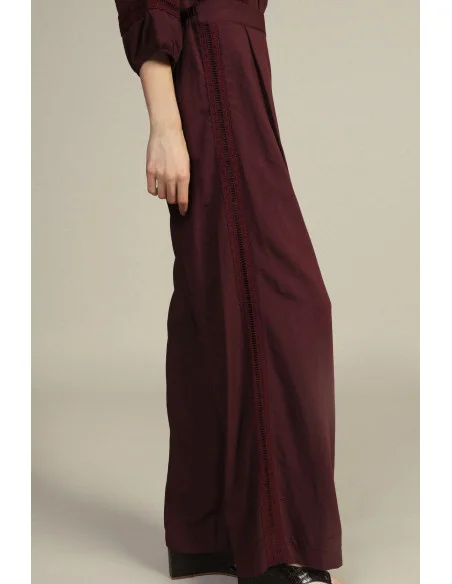 Pantalon palazzo taille haute avec empiècements perforés Dixie