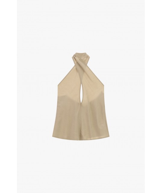 Crossed Sleeveless Top With Halter Neckline Dixie