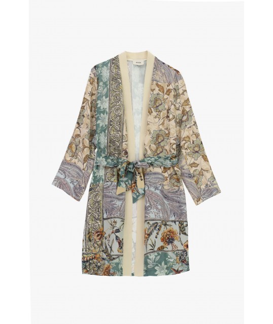 Cappotto Leggero Fantasia Floreale Cintura Coordinata Dixie