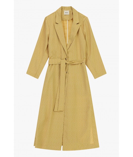 Trench-Coat Midi Fantasia Micro Stampa Cintura Dixie