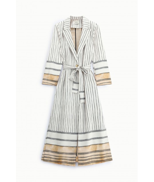 Striped Trench-Coat Midi-length with Dixie Belt