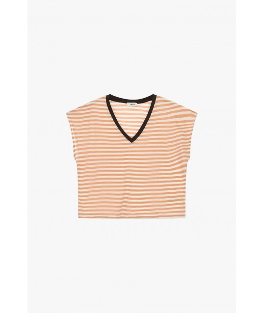 Top A Righe Con Scollo A V Profilato Dixie