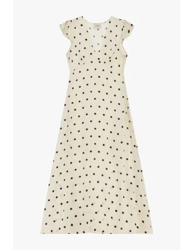 Robe longue à pois et à manches volantées Dixie