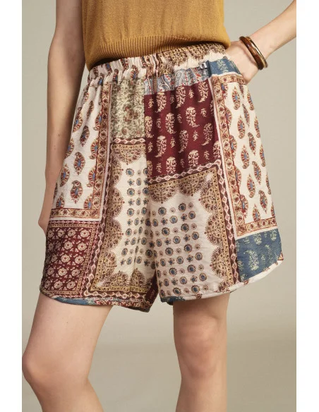 Short coupe regular à imprimé patchwork paisley Dixie