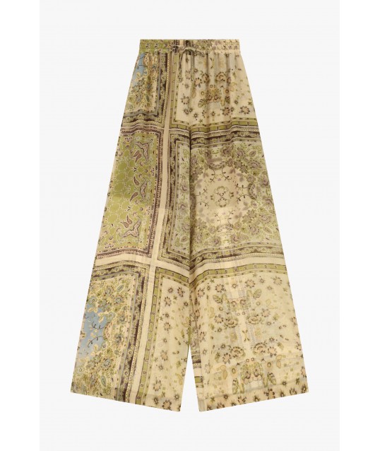 Palazzo Trousers Patchwork Print Elasticated Waist Dixie