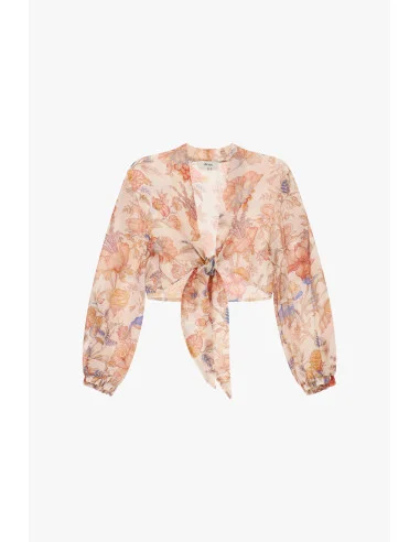 Blusa Corta Con Nodo E Fantasia Floreale Dixie