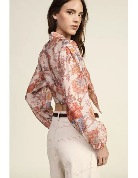 Blusa Corta Con Nodo E Fantasia Floreale Dixie