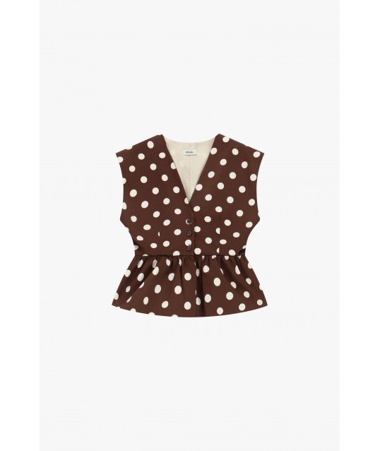 Gilet Senza Maniche Fantasia Pois Con Bottoni Dixie