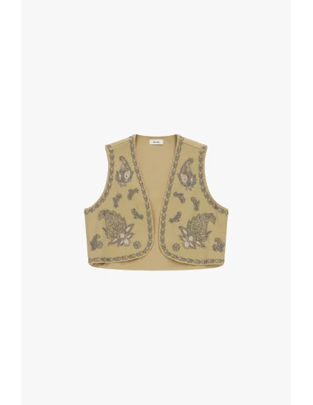 Gilet court avec broderie florale Dixie