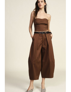 Pantaloni Palazzo Cropped Con Cintura E Pince Dixie