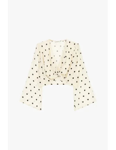 Top Cropped Polka Dot Pattern with Front Knot Dixie