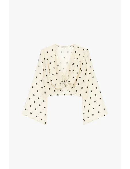 Top Cropped Polka Dot Pattern with Front Knot Dixie