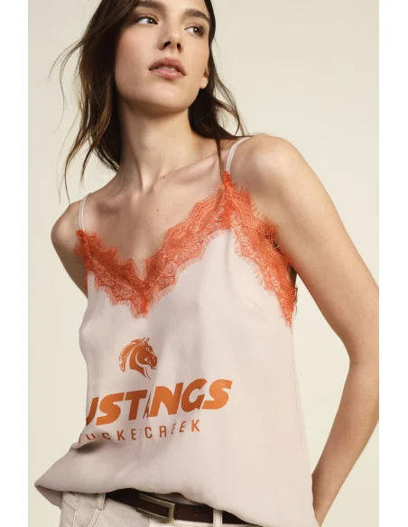 Thin Straps Top With Lace And College Print Dixie