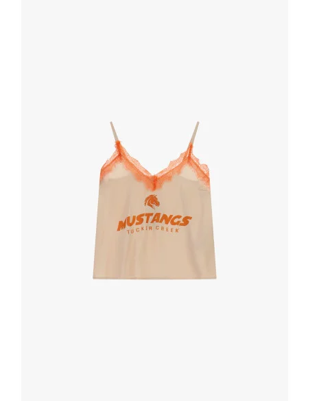 Top Spalline Sottili Con Pizzo E Stampa College Dixie