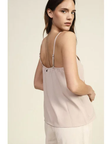 Top Spalline Sottili Con Pizzo E Stampa College Dixie