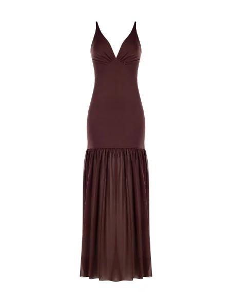 Rinascimento Long Pinafore Ruffle Pinafore Dress in Georgette