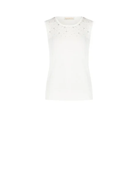 Top In Maglia In Misto Viscosa Con Perle E Cristalli Rinascimento
