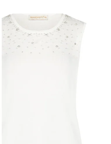 Top en maille de viscose avec perles et cristaux Rinascimento