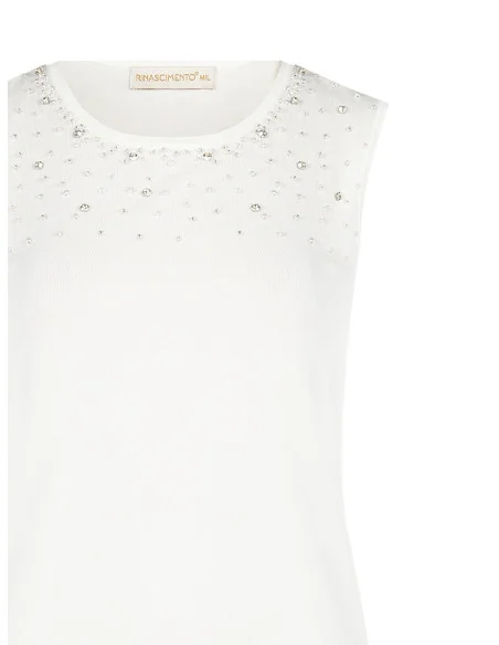 Top en maille de viscose avec perles et cristaux Rinascimento
