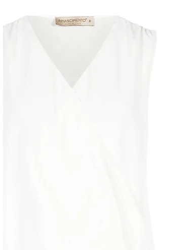 Blusa Fluida In Raso Opaco Con Scollo A V Ad Incrocio Rinascimento