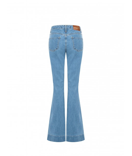 Flare Jeans With Jewelled Buttons Rinascimento