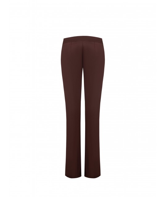 Straight Cotton Blend Trousers With Side Zip Rinascimento