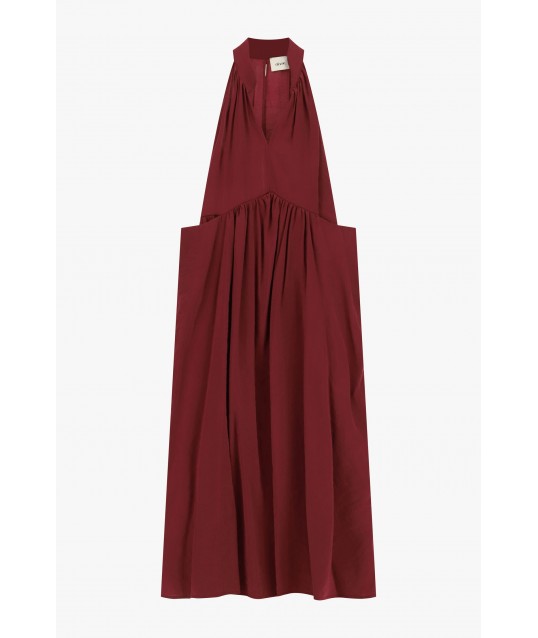 Robe longue à col en V et à larges plis Dixie
