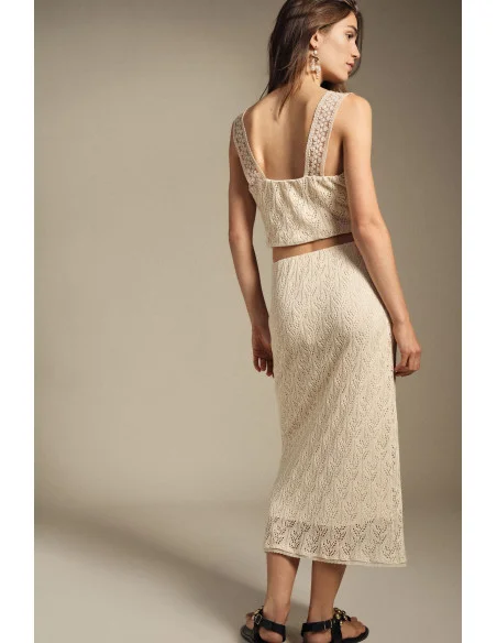 Gonna Midi Pizzo Traforato Vita Alta Dixie