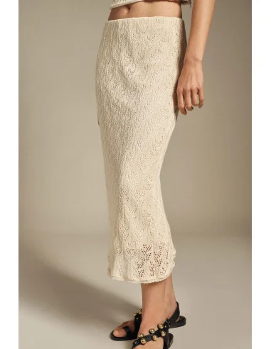 Gonna Midi Pizzo Traforato Vita Alta Dixie