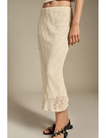 Gonna Midi Pizzo Traforato Vita Alta Dixie