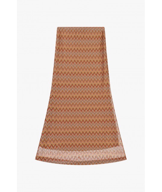 Dixie High Waist Zig Zag Print Long Skirt (jupe longue à taille haute imprimée en zigzag)