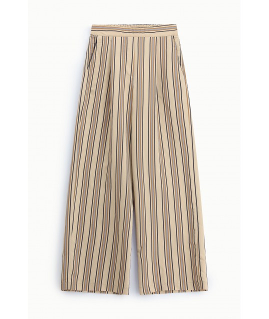 Pantaloni Ampi A Righe Vita Alta Con Tasche Dixie