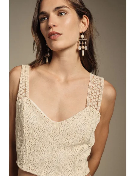 Top Lavorato A Maglia Con Spalline Larghe Traforate Dixie