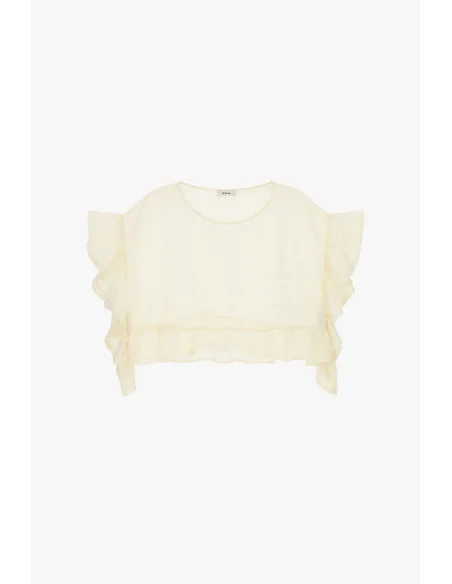 Dixie Cropped Top With Curly Sleeves (Top croisé à manches bouclées)