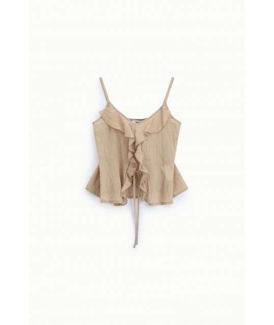 Lightweight Top With Thin Straps And Front Ruffles Dixie