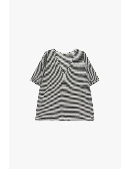 Dixie Short Sleeve V-Neck Striped T-Shirt
