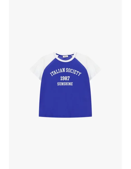 T-Shirt Con Maniche Raglan E Stampa Frontale Dixie