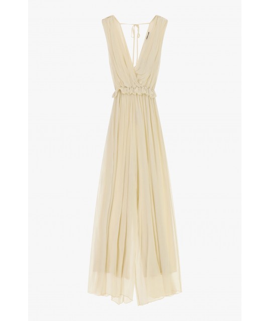 Jumpsuit Lungo Con Scollo Profondo E Cintura Arricciata Dixie