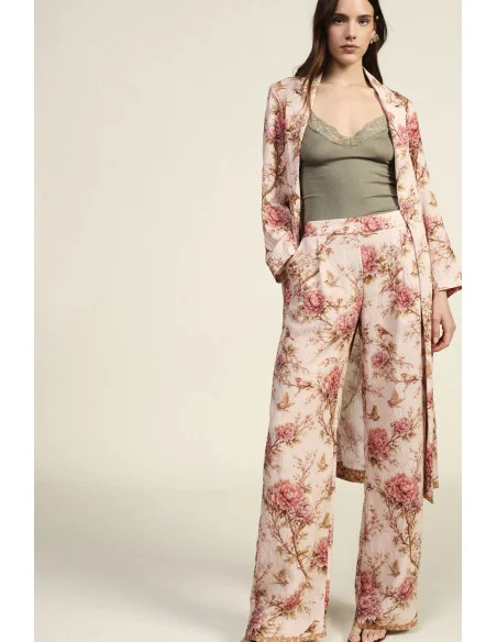 Pantaloni Palazzo Stampa Floreale A Gamba Larga Dixie