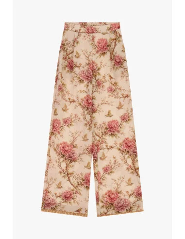 Pantaloni Palazzo Stampa Floreale A Gamba Larga Dixie