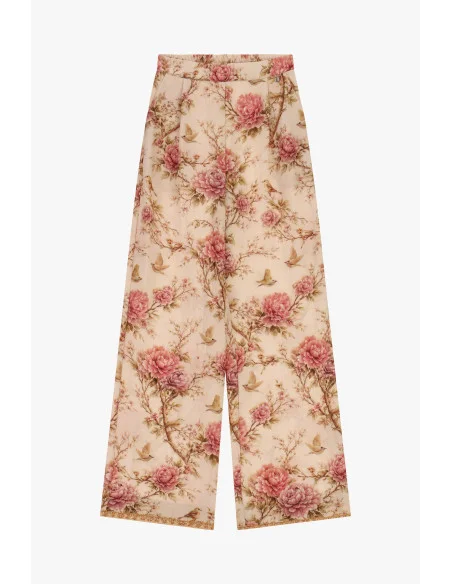 Pantaloni Palazzo Stampa Floreale A Gamba Larga Dixie