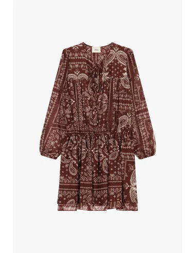 Short Paisley Print Dress with Long Sleeves Dixie