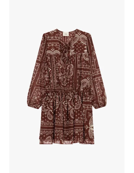 Abito Corto Stampa Paisley Con Maniche Lunghe Dixie