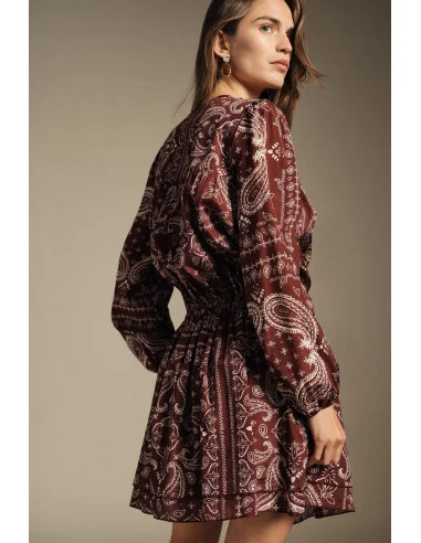Robe courte à imprimé cachemire à manches longues Dixie