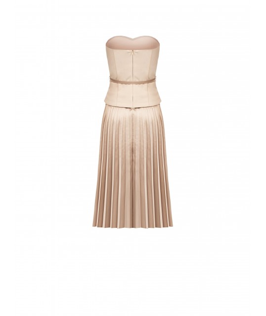 Robe midi 2 pièces en satin plissé avec top en crêpe scuba Rinascimento