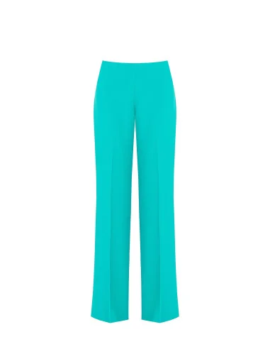 Palazzo Trousers in Fluid Fabric with Side Zip Rinascimento
