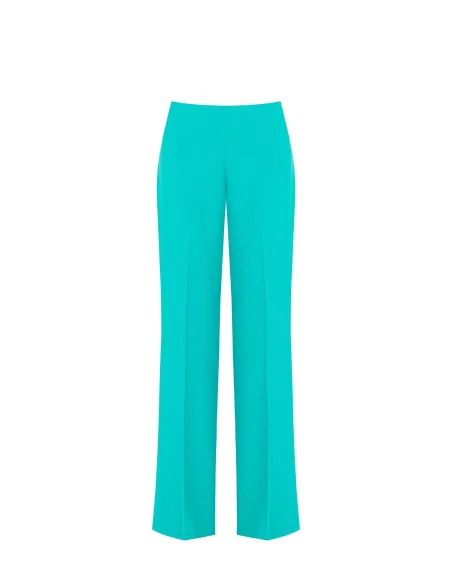 Palazzo Trousers in Fluid Fabric with Side Zip Rinascimento