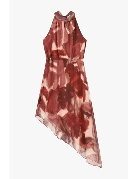 Midi Dress Floral Print With Asymmetric Hemline Dixie