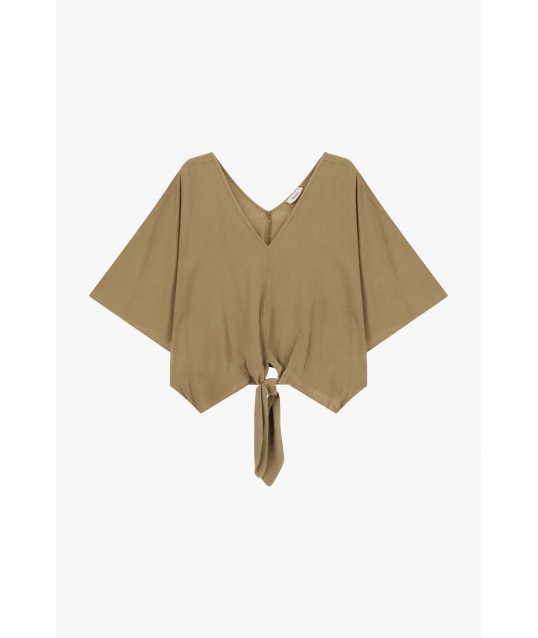 Blusa Corta Con Nodo Frontale E Maniche Ampie Dixie